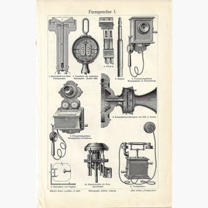 Antique Print Telephone Fernsprecher,1906 Prints