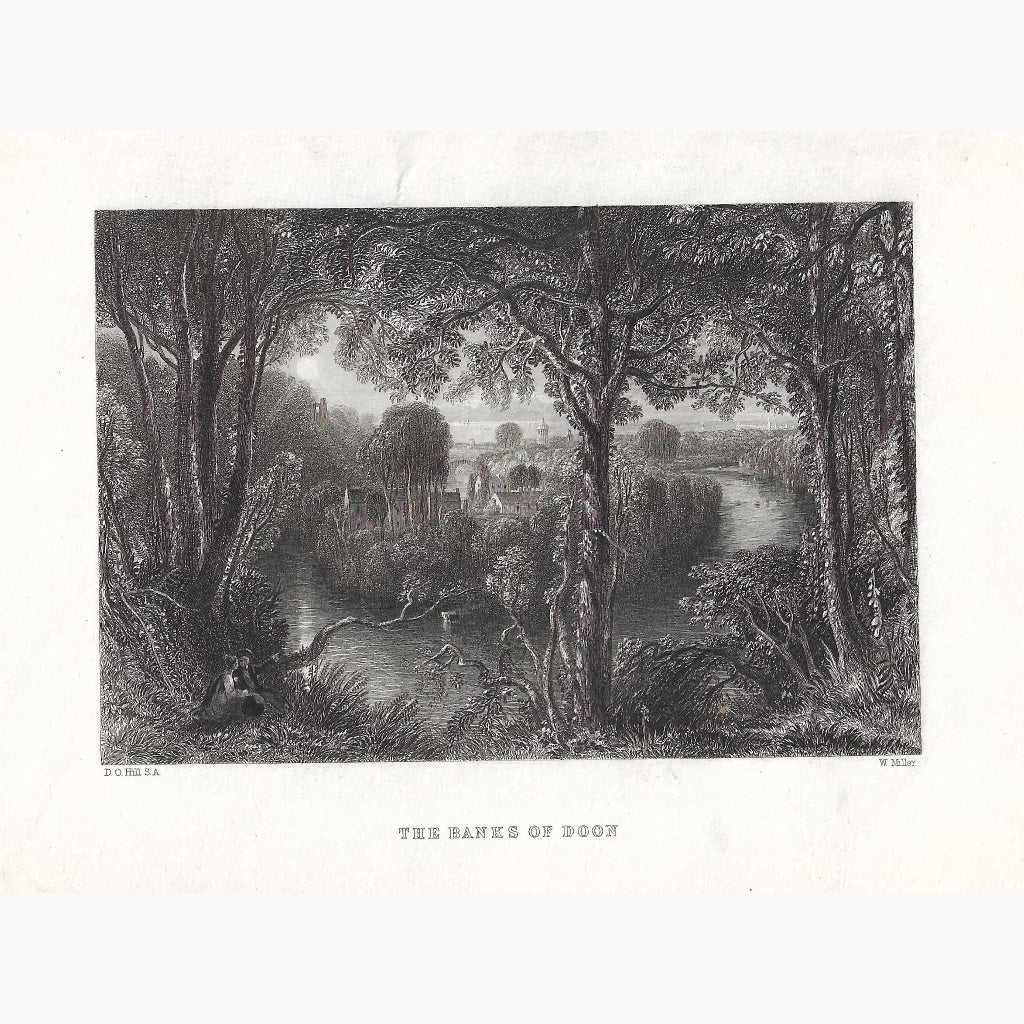 Antique Print The Banks of Doon 1860 Prints