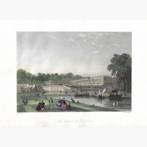 Antique Print The canal of Trianon 1839