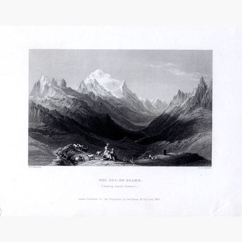 The Col-de-Balme. looking towards Chamoni 1836 Prints KittyPrint 1800s France Genre Scenes Landscapes