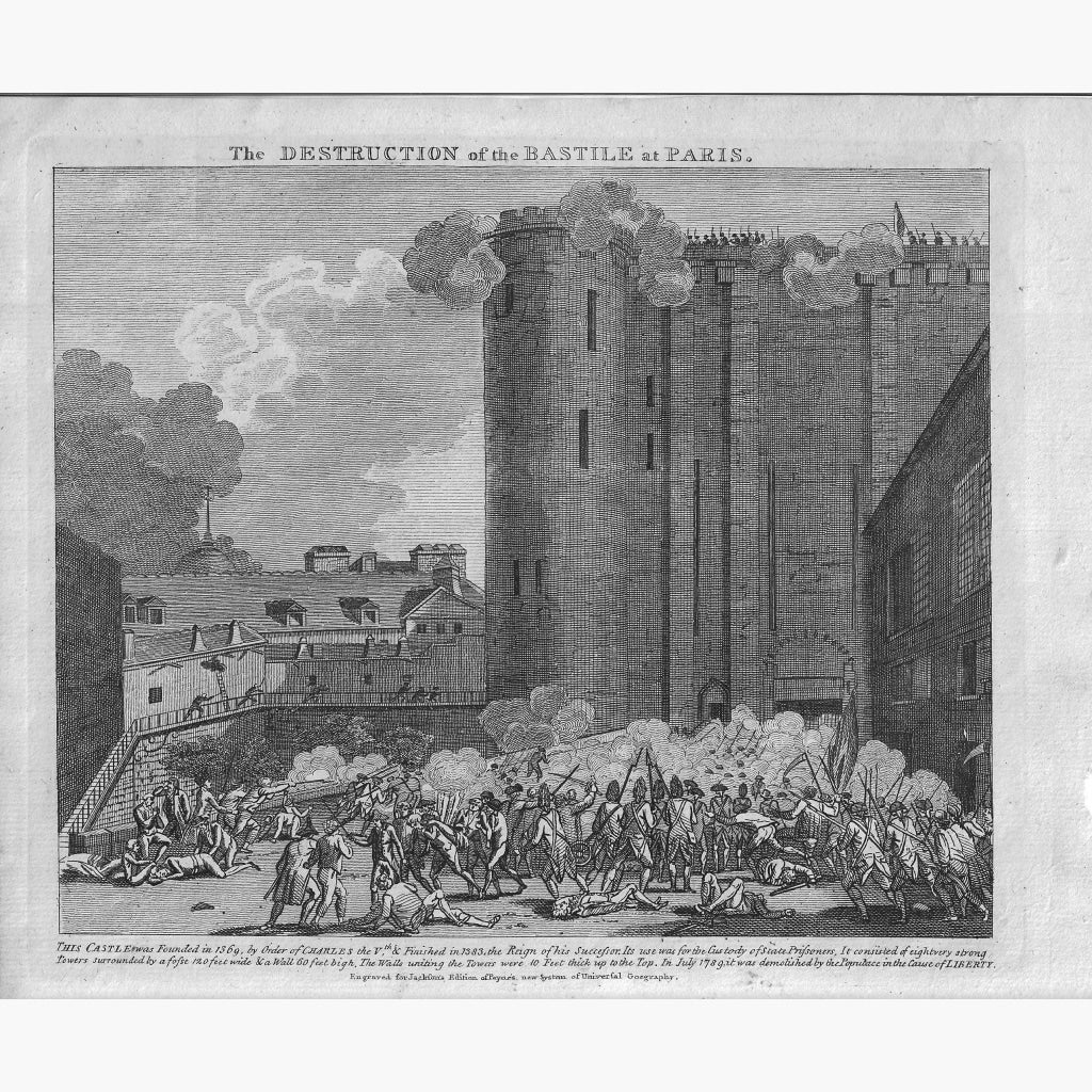 Antique Print The Destruction of the Bastille at Paris 1794 Prints
