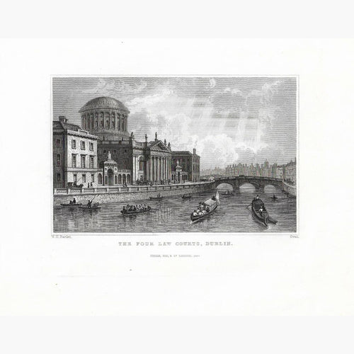 Antique Print The Four Law Courts Dublin 1844 Prints