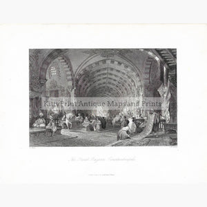 Antique Print The Great Bazaar Constantinople 1838. Prints