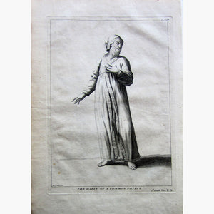 Antique Print The Habit of a Common Priest 1732 Prints