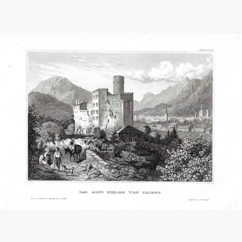 Antique Print Trient Castle 1859 Prints