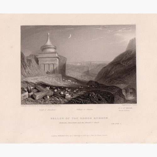 Valley of the Brook Kedron 1834 Prints KittyPrint 1800s Castles & Historical Buildings Holy Land Religion