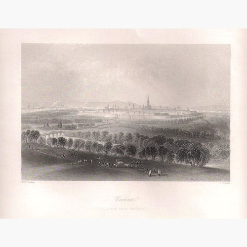 Antique Print Vienna Looking Across the Glacis,1840