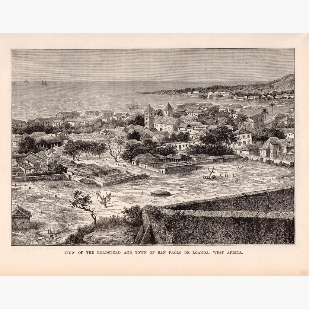 View Of The Roadstead And Town San Paolo De Loanda 1880. Prints