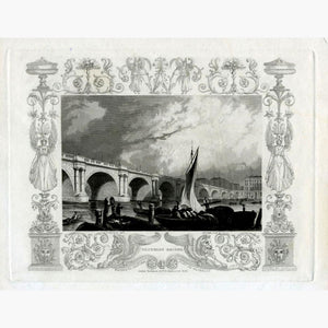 Waterloo Bridge 1843 Prints KittyPrint 1800s Castles & Historical Buildings England