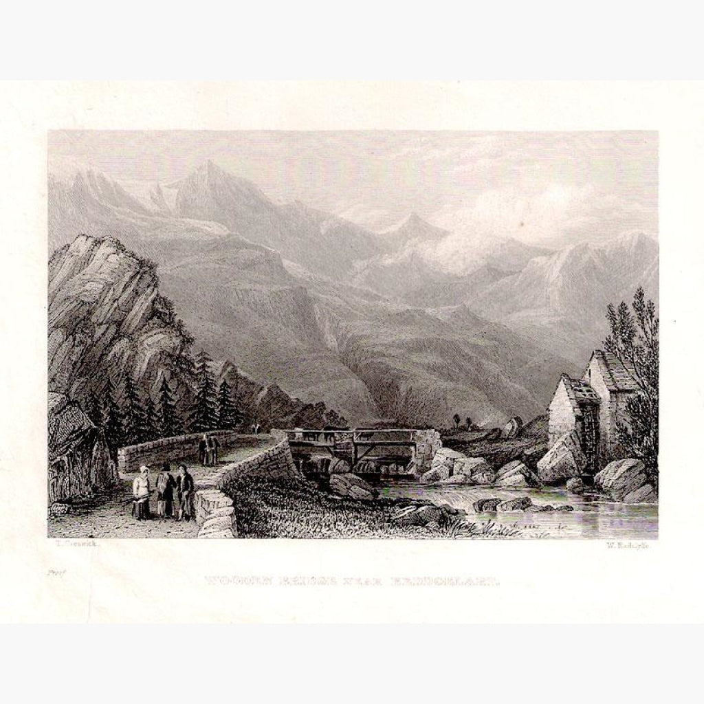 Wooden Bridge near Beddgelart 1832 Prints KittyPrint 1800s Landscapes Wales