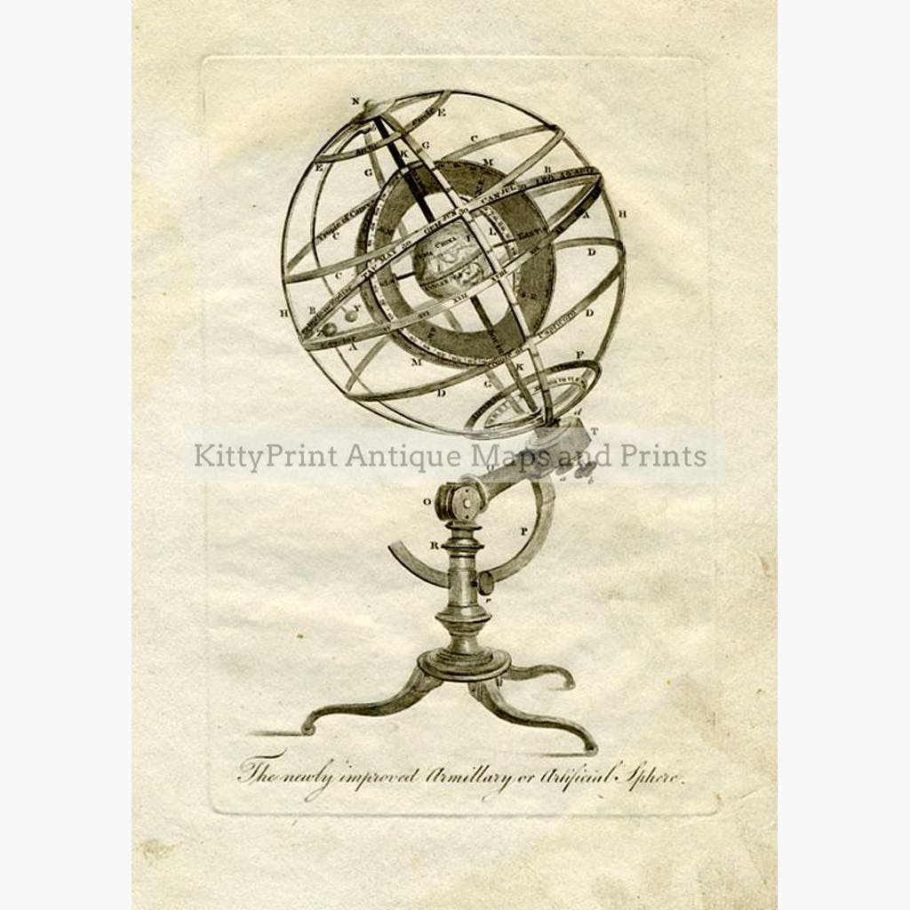Armillary Sphere c. 1814 Maps KittyPrint 1800s Astronomy