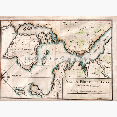 Canada Accadie. Plan du Port de la Haive 1744 Maps KittyPrint 1700s Canada & United States