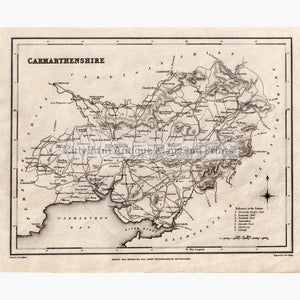 Carmarthenshire 1835 Maps KittyPrint 1800s Wales