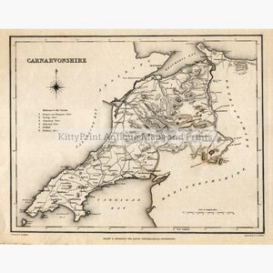 Carnarvonshire 1840 Maps KittyPrint 1800s Wales
