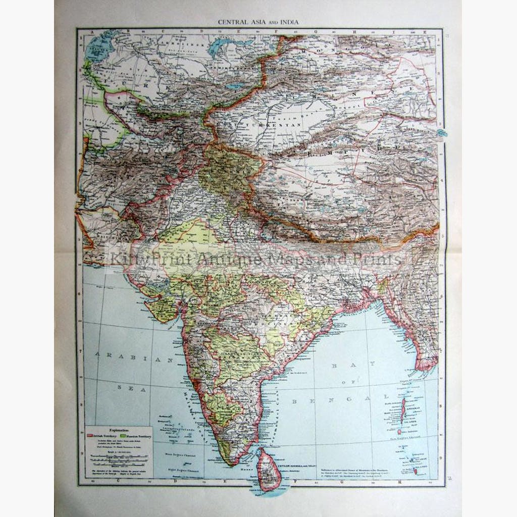 Central Asia and India 1895 Maps KittyPrint 1800s India & East Indies