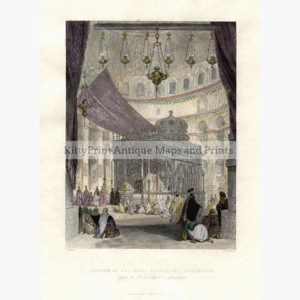 Church of the Holy Sepulchre Jerusalem 1846 Prints KittyPrint 1800s Genre Scenes Holy Land Religion