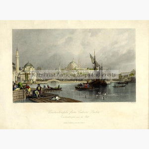 Constantinople from Cassim Pacha 1838 Prints KittyPrint 1800s Ottoman Turkey & Persia Seascapes Ports & Harbours Townscapes