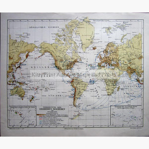 Earthquakes Sea quakes and Volcanoes 1907 Maps KittyPrint 1800s Volcanoes World Maps