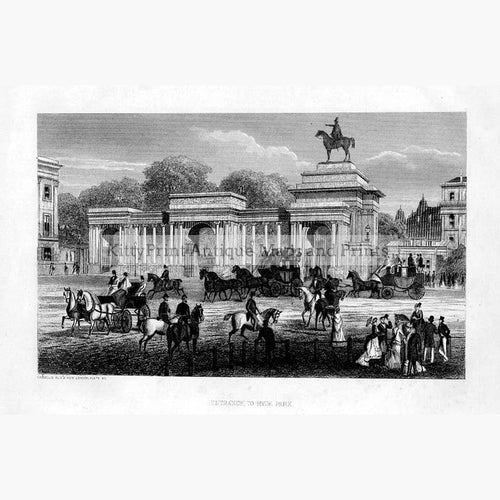 Entrance to Hyde Park 1873 Prints KittyPrint 1800s Castles & Historical Buildings England Genre Scenes