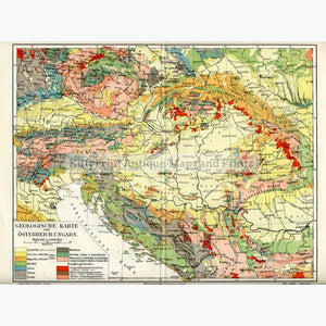 Geological map Austria-Hungary 1905 Maps KittyPrint 1900s Austria Geology