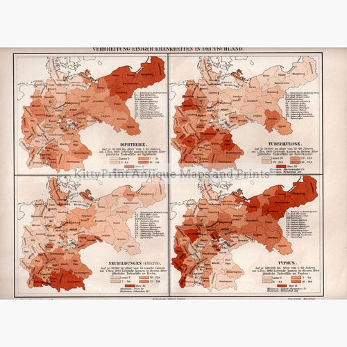 Germany Diseases Maps 1906 Maps KittyPrint 1900s Germany Population Statistics
