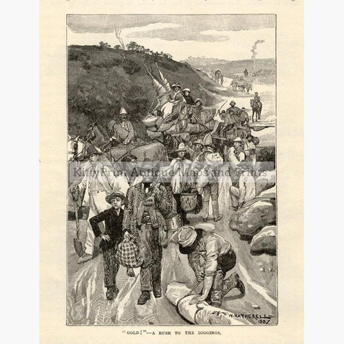 Gold ! A Rush to the Diggings c.1890. Prints KittyPrint 1800s Australia & Oceania Genre Scenes Land Use & Resources