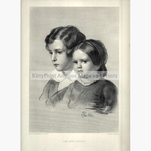 Lad and Lassie 1860 Prints KittyPrint 1800s Portraits