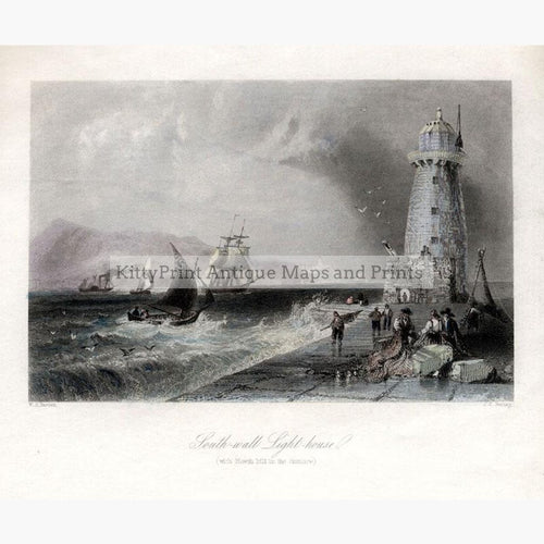 Light-house Howth 1842 Prints KittyPrint 1800s Genre Scenes Ireland Seascapes Ports & Harbours