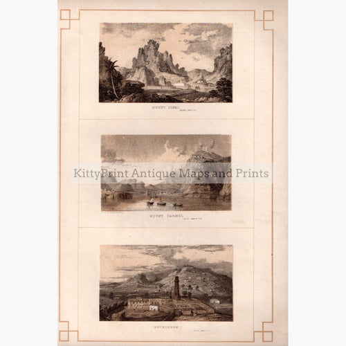 Mount Sinai Mount Carmel Bethlehem 1860 Prints KittyPrint 1800s Castles & Historical Buildings Holy Land Landscapes Seascapes Ports & Harbours Townscapes