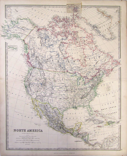 Antique Map, North America, 1877