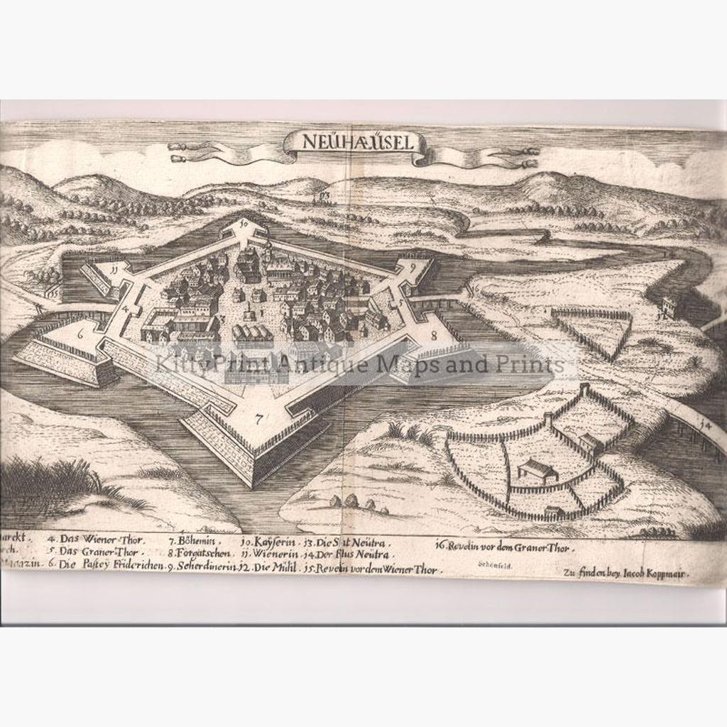 Nove Zamky Neuhaeusel 1660 Maps KittyPrint 1600s Battles Wars & Fortifications Eastern Europe