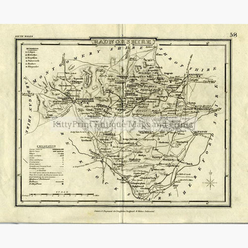 Radnorshire c.1840 Maps KittyPrint 1800s Wales