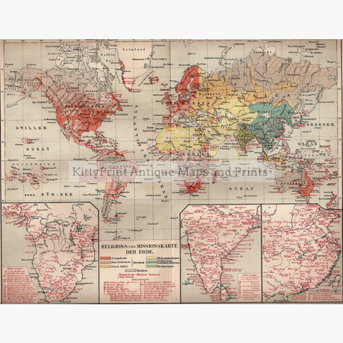 Religions Und Missionskarte Der Erde 1906 Maps