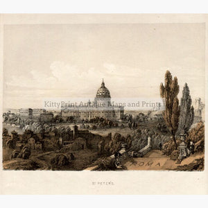 Rome St.Peter's c.1860 Prints KittyPrint 1800s Castles & Historical Buildings Italy