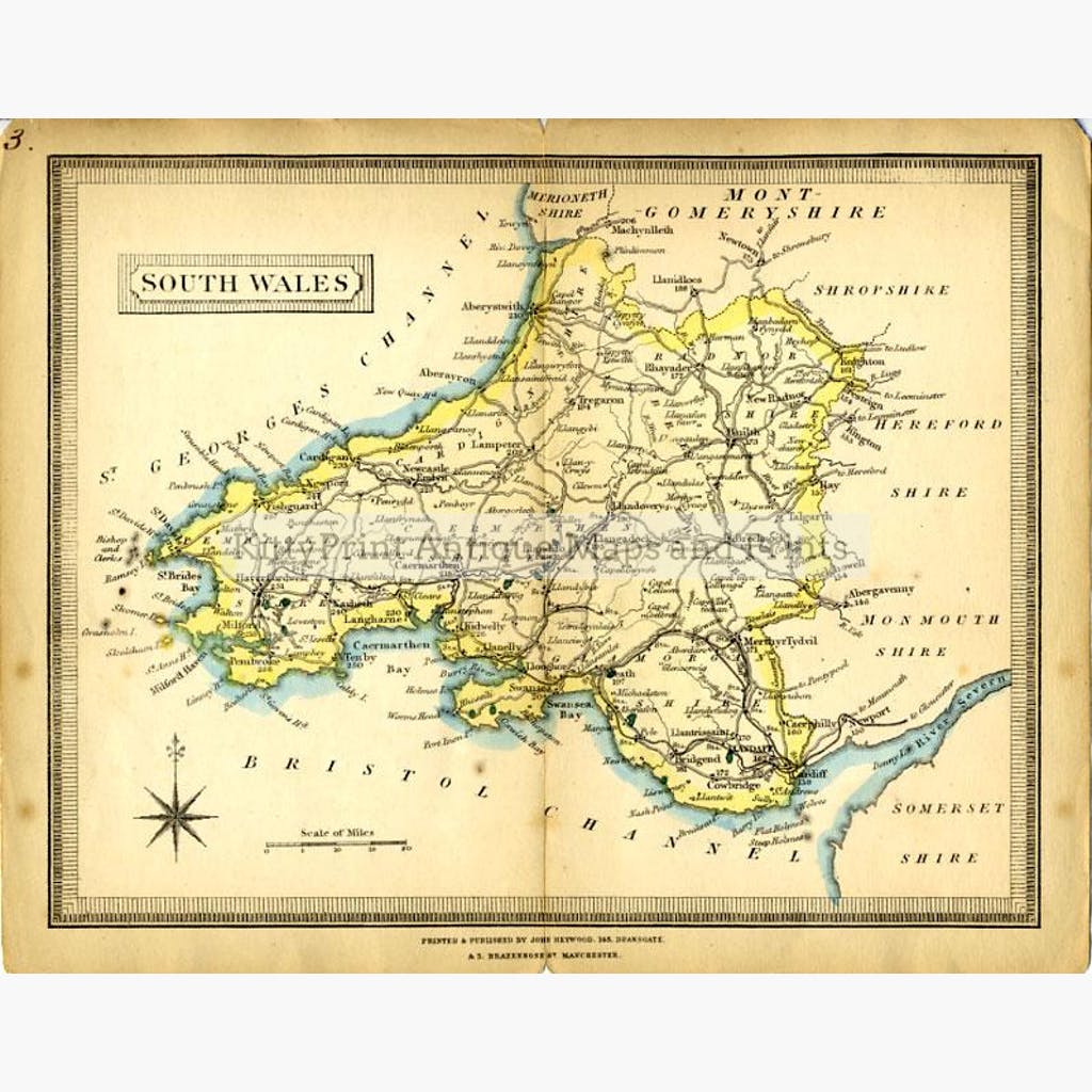 South Wales 1855 Maps KittyPrint 1800s Wales