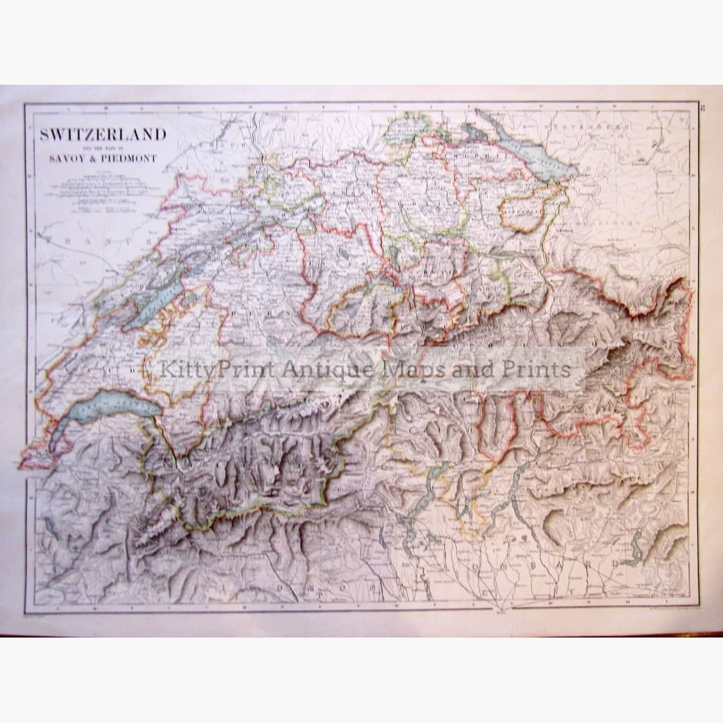 Switzerland And The Alps Of Savoy Piedmont C.1900 Kittyprint Maps