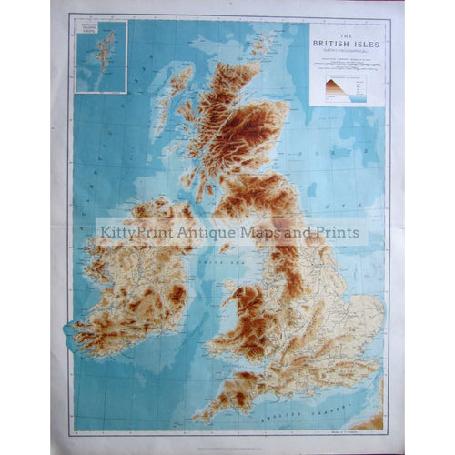 The British Isles (Bathy-Orographical) 1907 Maps