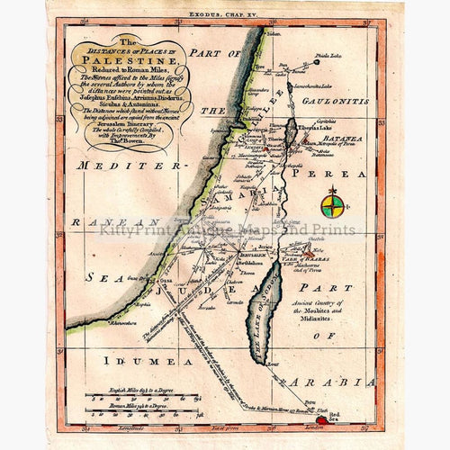 The Distances In Palestine 1780 Kittyprint Maps