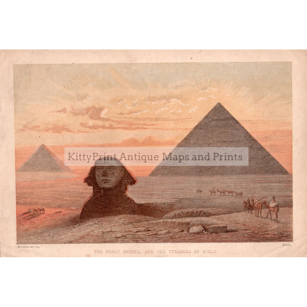 The Great Sphinx And Pyramids Of Gizeh,1869 Prints Kittyprint 1800S Arabia & Egypt Castles Historical Buildings Civilizations