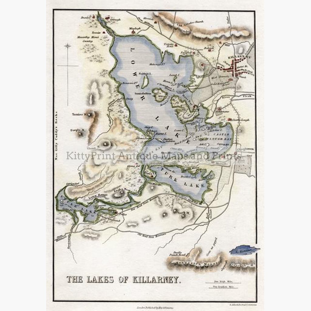 The Lakes of Killarney 1840 Maps KittyPrint 1800s Ireland