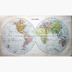 The World In Hemispheres 1860 Maps