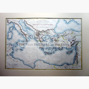 Travels of the Apostle Paul 1840 Maps KittyPrint 1800s Biblical Maps Greece Historical Journeys Holy Land Italy Ottoman Turkey & Persia