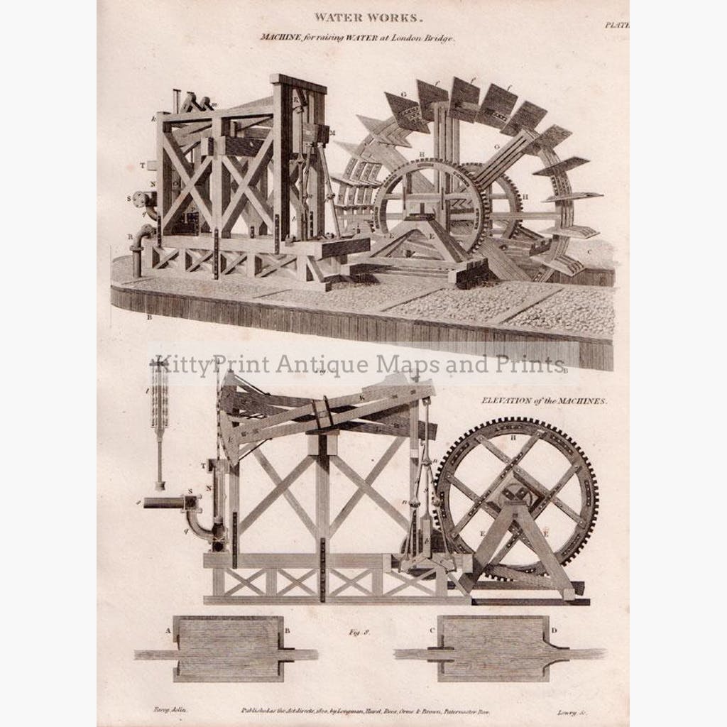 Water Works 1820 Prints KittyPrint 1800s London Road Rail & Engineering
