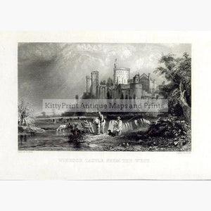 Windsor Castle from the West 1840 Prints KittyPrint 1800s Castles & Historical Buildings England Genre Scenes